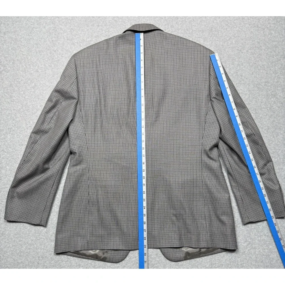 Nautica Blazer Jacket Mens 40S Brown Houndstooth Plaid Wool Sport Coat 2-Button